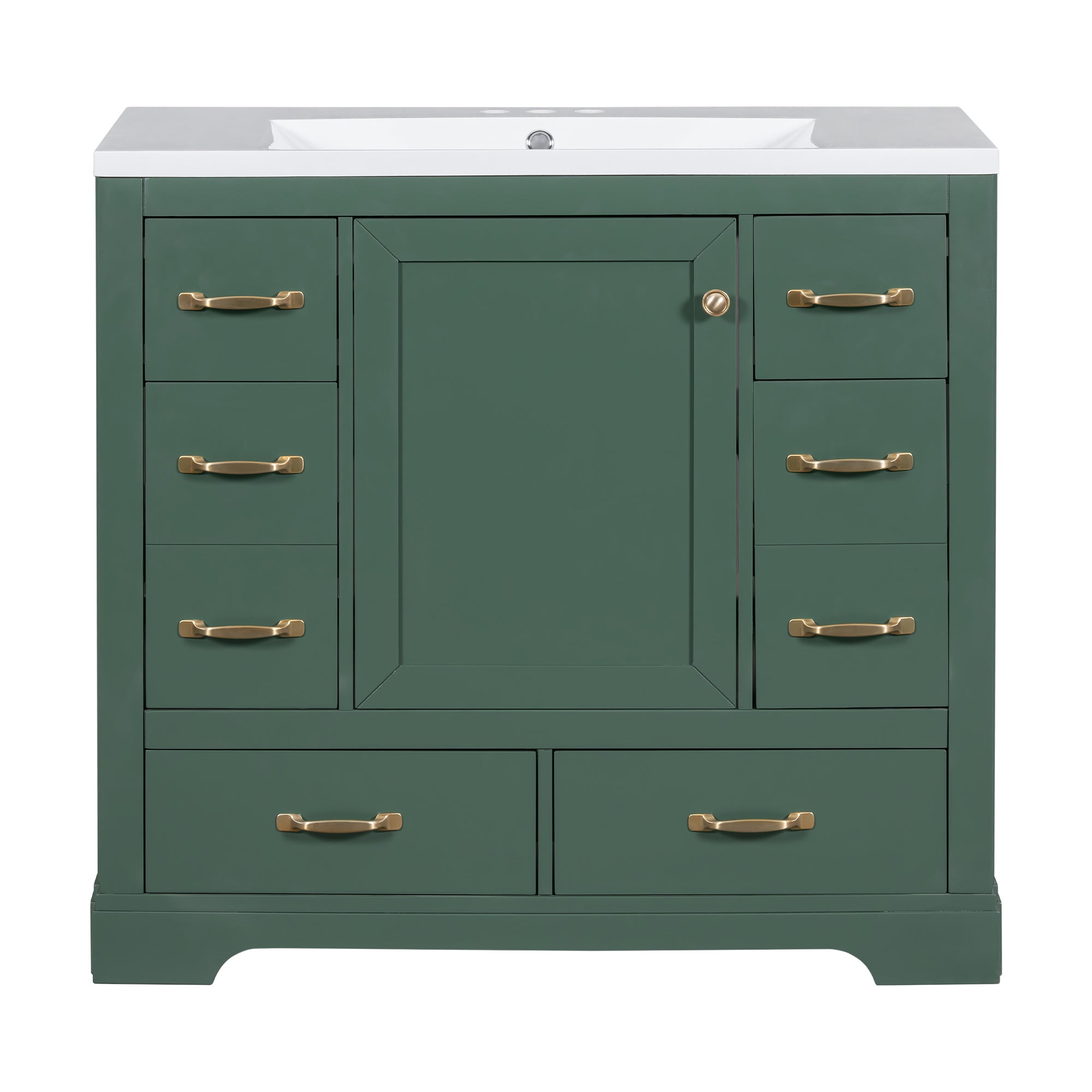 VanityFus 18.6-in Green Bathroom Vanity Single Sink Combo Undermount with Ceramic Top 1 door 6 drawers Adjustable Shelves