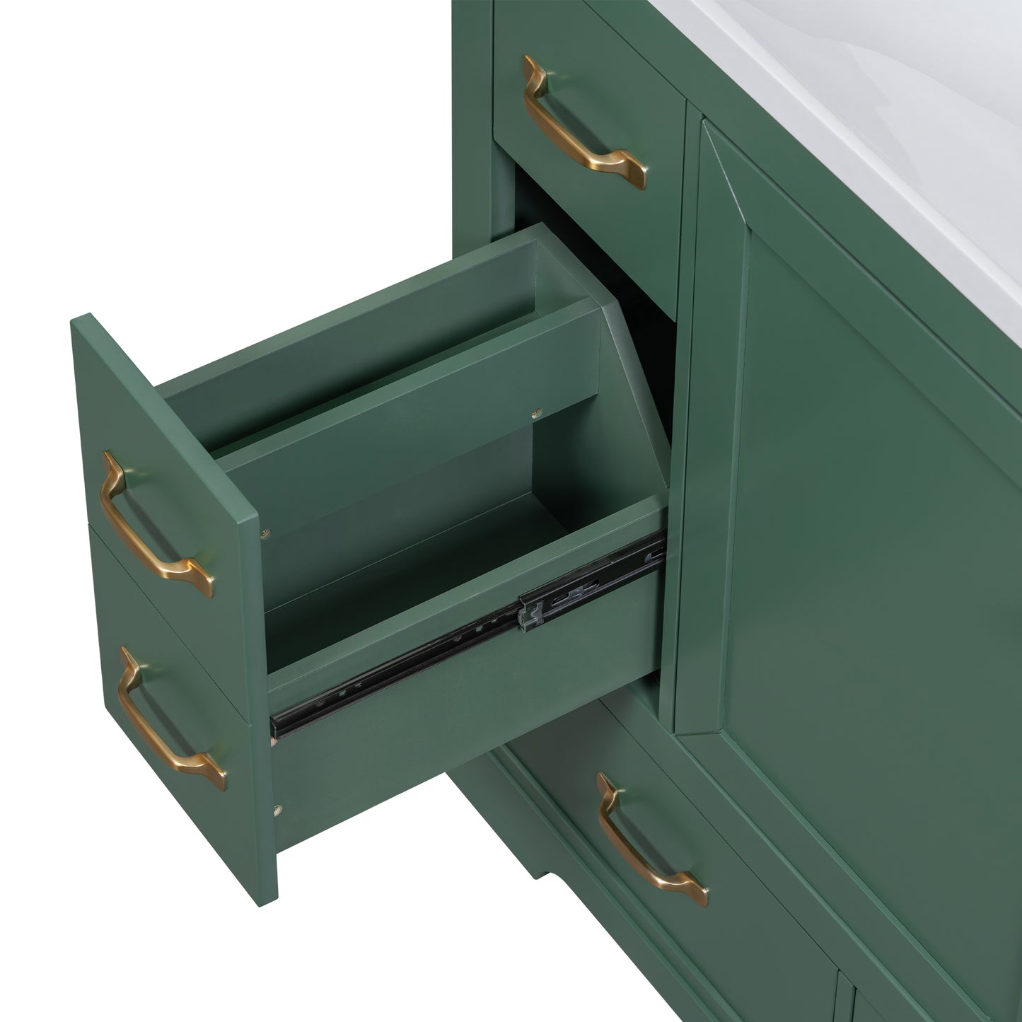 VanityFus 18.6-in Green Bathroom Vanity Single Sink Combo Undermount with Ceramic Top 1 door 6 drawers Adjustable Shelves