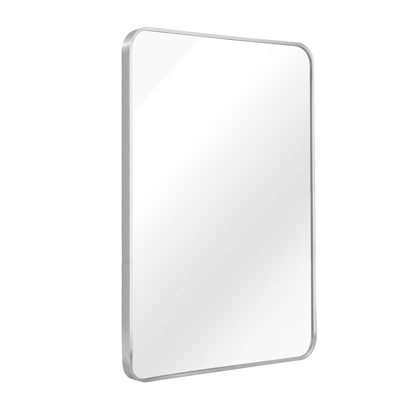 VanityFus 24-in W 32-in H Rectangle Silver Framed Beveled Bathroom Vanity Mirror Wall Mirror