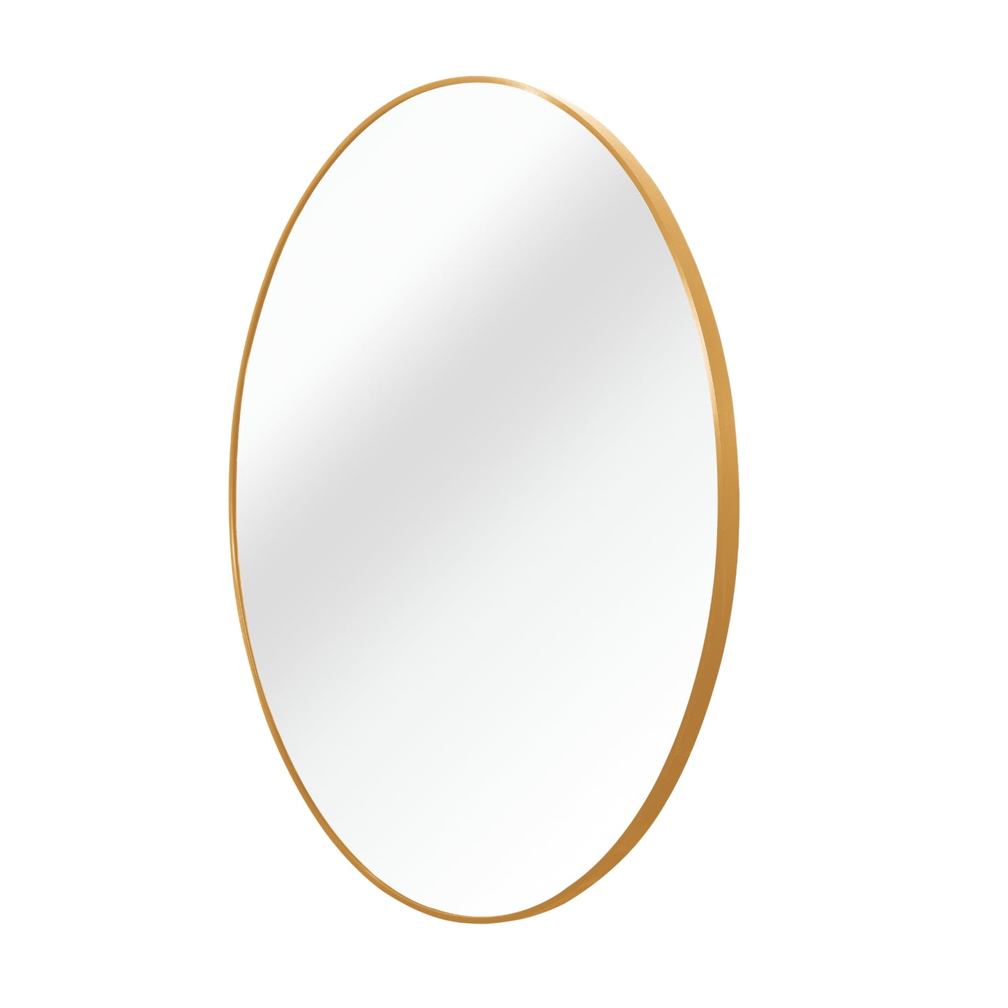 VanityFus 42-in W 42-in H Round Brush Gold Framed Beveled Bathroom Vanity Mirror Wall Mirror