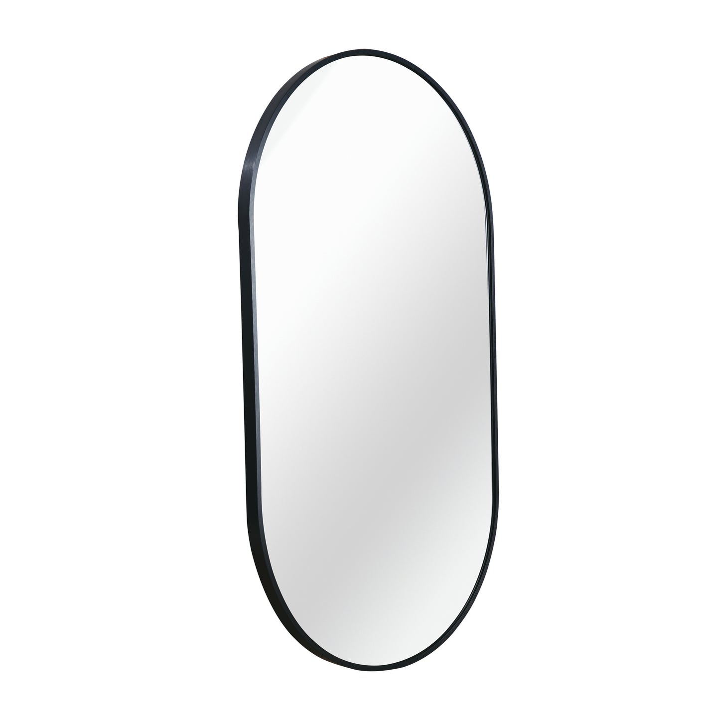 VanityFus 33-in W 20-in H Oval Framed Beveled Bathroom Vanity Mirror Wall Mirror (Matte Black)