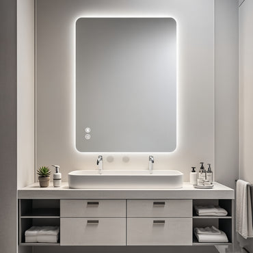 VanityFus 24-in W 36-in H Rectangle Frameless Dimmable LED Lighted Fog Free Bathroom Vanity Mirror