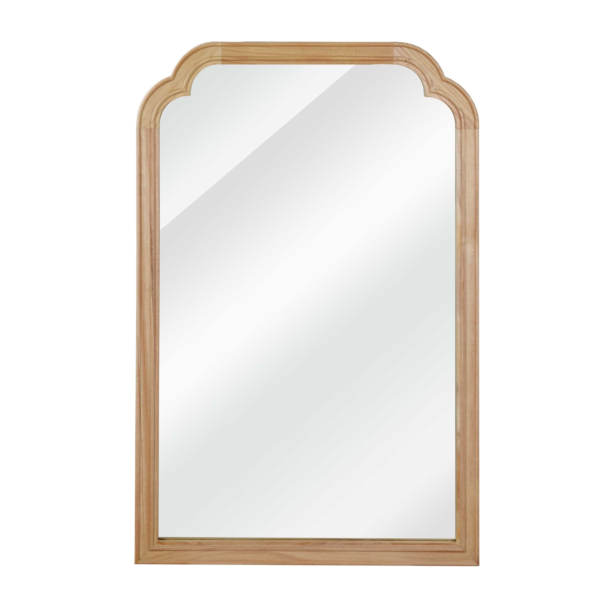 VanityFus 30-in W 20-in H Arch Natural Wood Framed Beveled Bathroom Vanity Mirror Wall Mirror