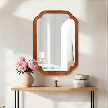 VanityFus 30-in W 20-in H Oval Yellowish-Brown Framed Beveled Bathroom Vanity Mirror Wall Mirror