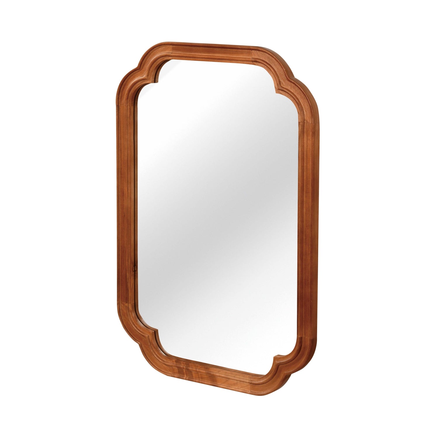 VanityFus 36-in W 24-in H Oval Natural Wood Framed Beveled Bathroom Vanity Mirror Wall Mirror