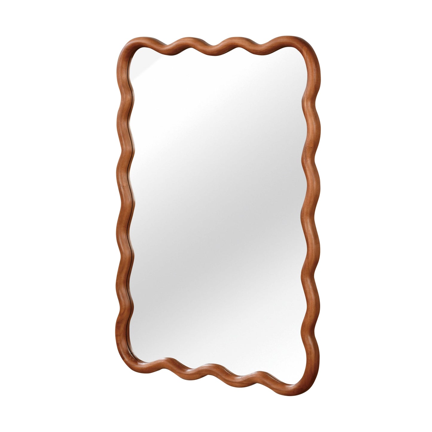 VanityFus 30-in W 20-in H Wavy Rectangle Yellowish-Brown Framed Beveled Bathroom Vanity Mirror Wall Mirror