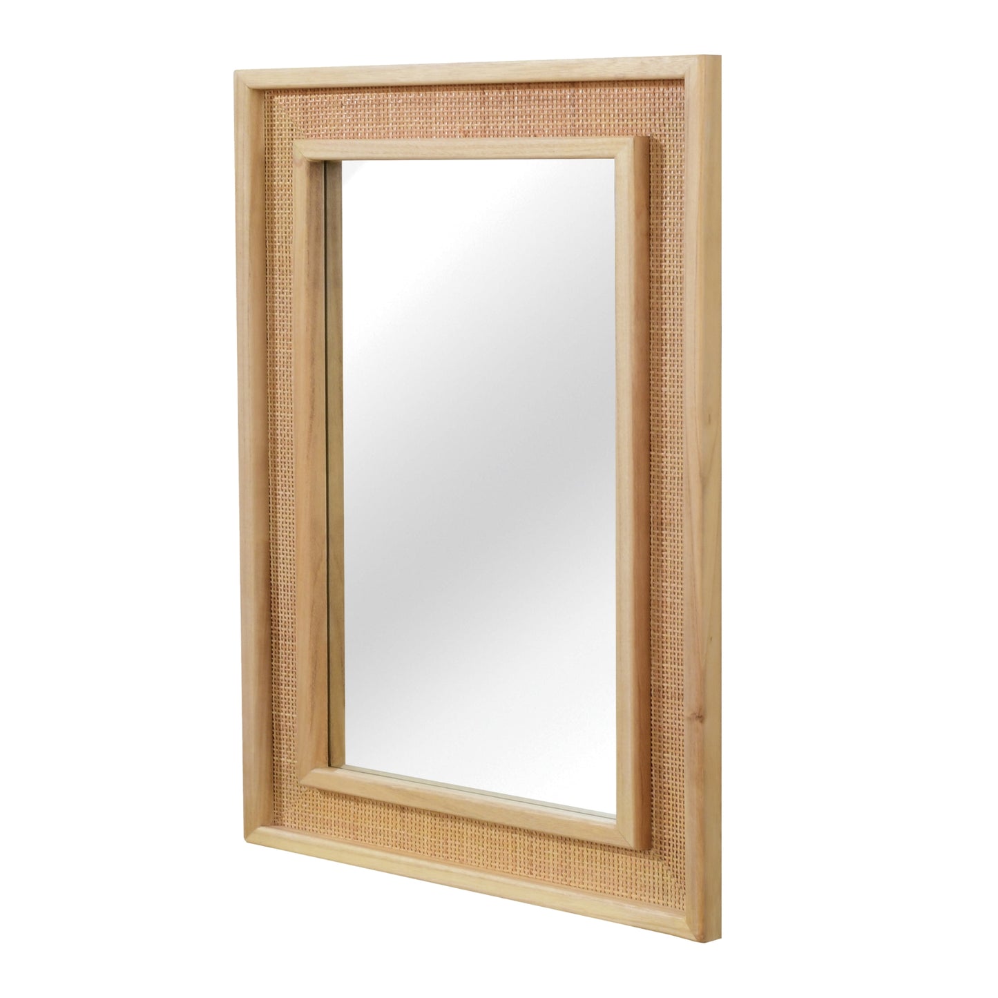 VanityFus 36-in W 24-in H Rectangle Natural Wood Framed Bathroom Vanity Mirror Wall Mirror