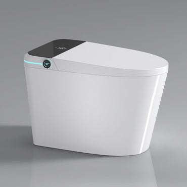 Modern Smart Toilet with Bidet Seat Built-in, Intelligent Toilet Auto Open/Close Seat, Foot Sensor, LED Display,Night Light, Warm Water & Dryer,White
