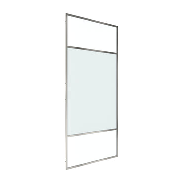 34 in W x 74 in H x 0.687 in. D Fixed Single Panel Shower Door in Brushed Nickel/Brushed Gold with Clear Glass and Frame