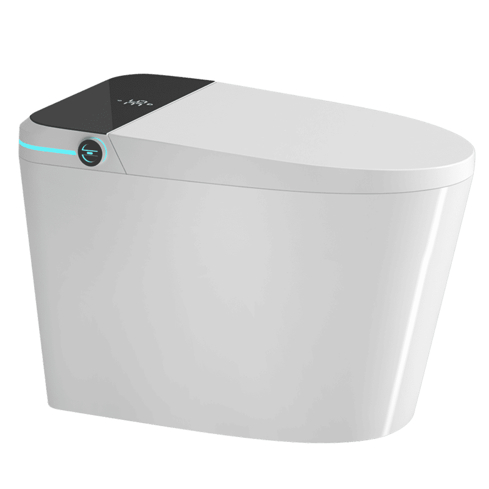 Modern Smart Toilet with Bidet Seat Built-in, Intelligent Toilet Auto Open/Close Seat, Foot Sensor, LED Display,Night Light, Warm Water & Dryer,White