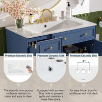 36" Bathroom Vanity with Ceramic Sink, Standard and Double-Layer Drawers, Soft Close Doors, Adjustable Shelves, Modern Storage Cabinet for Small and Medium Bathrooms