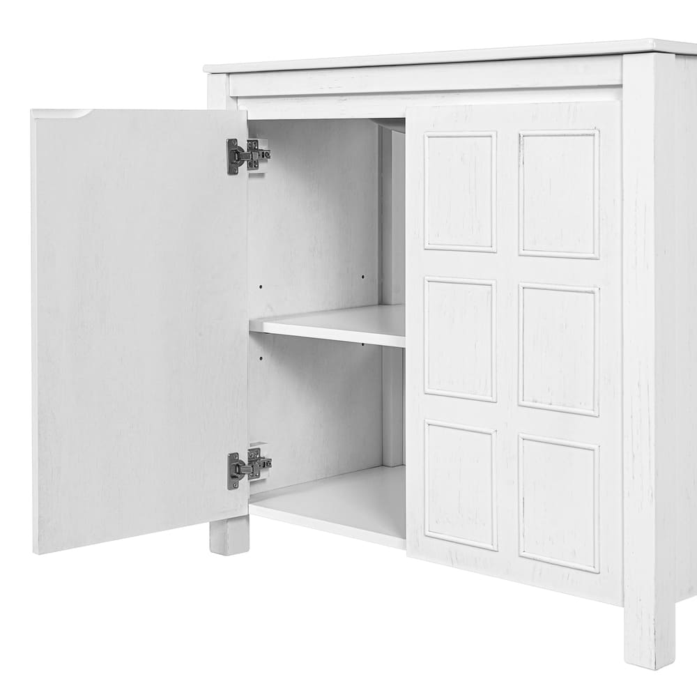 36 " Bathroom Vanity Organizer with Ceramic Sink, Set Bathroom Storage Cabinet,Antique White/Blue