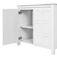 36 " Bathroom Vanity Organizer with Ceramic Sink, Set Bathroom Storage Cabinet,Antique White/Blue