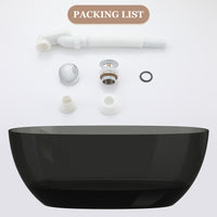 59 in x 29.5 in Stone Resin Surface Flatbottom Freestanding Soaking Bathtub in Transparent Black Gray