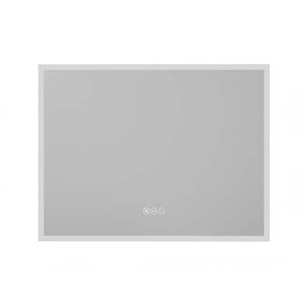 48 in W x 36 in H Rectangular Frameless Anti-Fog Wall-Mounted LED Light Bathroom Vanity Mirror in Silver