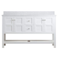 Solid Wood 60 in W x 22 in D x 39.3 in H Double Sink Bath Vanity in Modern Gray with Carrara White Natural Marble Top
