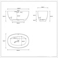 65 in. Stone Resin Flatbottom Solid Surface Freestanding Double Ended Soaking Bathtub in White with Brass Drain