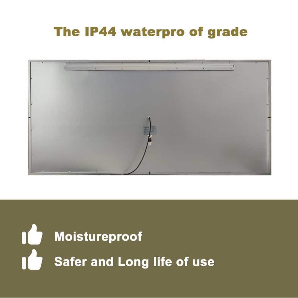 36 in W x 30 in H Rectangular Frameless Anti-Fog Wall-Mounted LED Light Bathroom Vanity Mirror in Silver