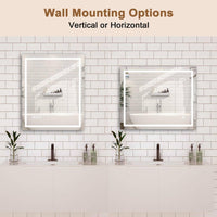 36 in W x 30 in H Rectangular Frameless Anti-Fog Wall-Mounted LED Light Bathroom Vanity Mirror in Silver