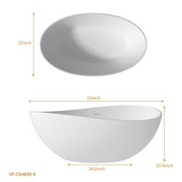 63 in Stone Resin Flatbottom Solid Surface Freestanding Roll Top Soaking Bathtub in White with Brass Drain