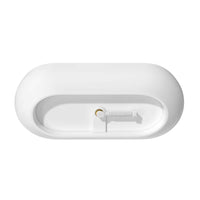 59 in. Stone Resin Flatbottom Solid Surface Freestanding Soaking Bathtub in White with Brass Drain