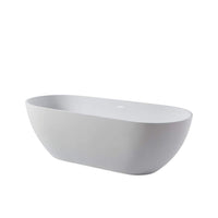 59 in Stone Resin Flatbottom Solid Surface Freestanding Double Slipper Soaking Bathtub in White with Brass Drain