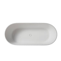 69 in Stone Resin Flatbottom Solid Surface Freestanding Double Slipper Soaking Bathtub in White with Brass Drain