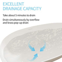 55 in x 30 in Stone Resin Flatbottom Solid Surface Non-Slip Freestanding Soaking Bathtub in White with Drain and Hose