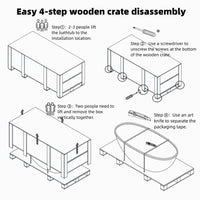 65 in. Stone Resin Flatbottom Solid Surface Freestanding Double Ended Soaking Bathtub in White with Brass Drain