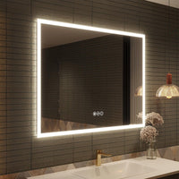 48 in W x 36 in H Rectangular Frameless Anti-Fog Wall-Mounted LED Light Bathroom Vanity Mirror in Silver