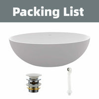 67 in Stone Resin Flatbottom Solid Surface Freestanding Soaking Bathtub in White with Drain