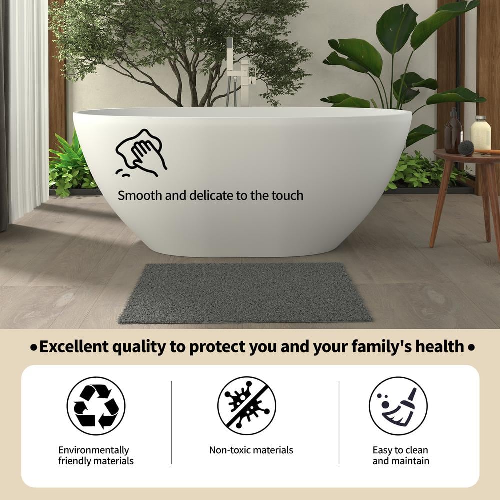 55 in x 30 in Stone Resin Flatbottom Solid Surface Non-Slip Freestanding Soaking Bathtub in White with Drain and Hose
