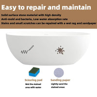 65 in. Stone Resin Flatbottom Solid Surface Freestanding Double Ended Soaking Bathtub in White with Brass Drain