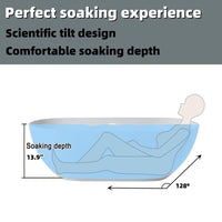 59 in Stone Resin Flatbottom Solid Surface Freestanding Double Slipper Soaking Bathtub in White with Brass Drain