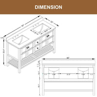 Solid Wood 60 in W x 22 in D x 39.3 in H Double Sink Bath Vanity in Modern Gray with Carrara White Natural Marble Top