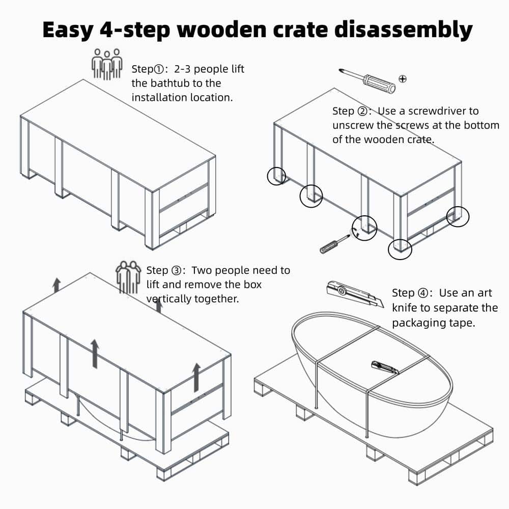59 in. Stone Resin Flatbottom Solid Surface Freestanding Soaking Bathtub in White with Brass Drain