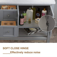 Solid Wood 60 in W x 22 in D x 39.3 in H Double Sink Bath Vanity in Modern Gray with Carrara White Natural Marble Top