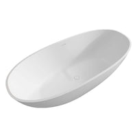 55 in x 30 in Stone Resin Flatbottom Solid Surface Non-Slip Freestanding Soaking Bathtub in White with Drain and Hose