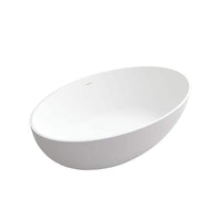 67 in Stone Resin Flatbottom Solid Surface Freestanding Soaking Bathtub in White with Drain