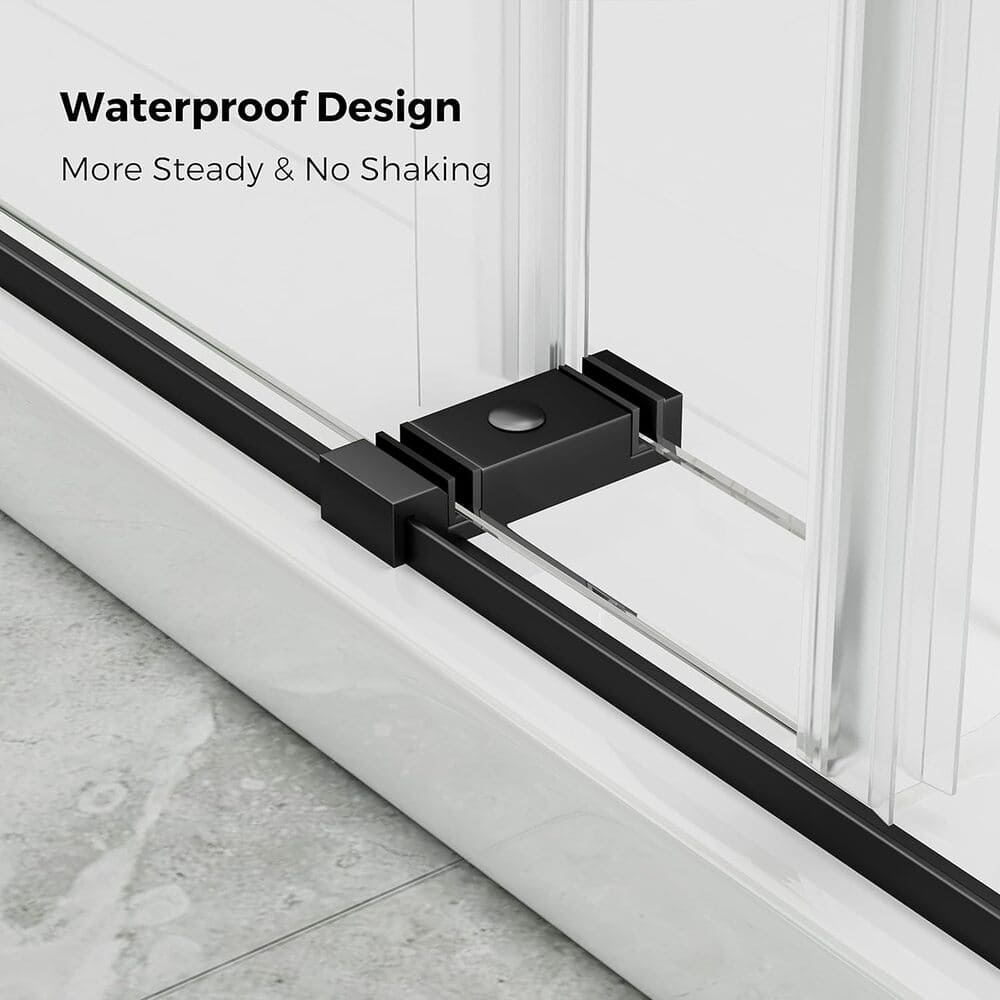 56 to 60 in W x 76 in H Double Sliding Frameless Soft-Close Shower Door with Premium 3/8 Inch (10mm) Thick Tampered Glass and Easy-cleaning Coating in Brushed Nickel/Matte Black