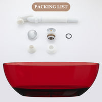 67 in x 29.5 in Stone Resin Surface Flatbottom Freestanding Soaking Bathtub with Center Drain in Transparent Red