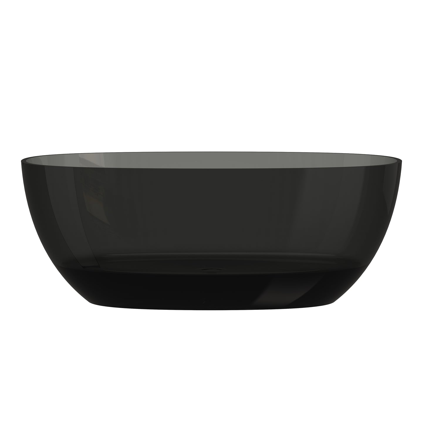 59 in x 29.5 in Stone Resin Surface Flatbottom Freestanding Soaking Bathtub in Transparent Black Gray