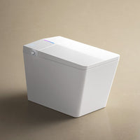 Square Smart Toilet with Built-in Tank for Modern Bathroom, Remote Control, Tankless Bidet Toilet with Foot Touching Lid Opening, Auto Flush, Heated Seat, LED Digital Display, User Memory, White/Black
