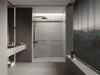 56 to 60 in W x 76 in H Double Sliding Frameless Soft-Close Shower Door with Premium 3/8 Inch (10mm) Thick Tampered Glass and Easy-cleaning Coating in Brushed Nickel/Matte Black