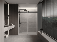 56 to 60 in W x 76 in H Double Sliding Frameless Soft-Close Shower Door with Premium 3/8 Inch (10mm) Thick Tampered Glass and Easy-cleaning Coating in Brushed Nickel/Matte Black