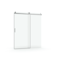 56 to 60 in. W x 76 in. H Sliding Frameless Soft-Close Shower Door with Premium 3/8 Inch (10mm) Thick Tampered Glass in Brushed Nickel