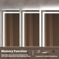 Rectangular Frameless Anti-Fog Wall-Mounted LED Light Bathroom Vanity Mirror in Silver