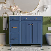 36" Bathroom Vanity with Ceramic Sink, Standard and Double-Layer Drawers, Soft Close Doors, Adjustable Shelves, Modern Storage Cabinet for Small and Medium Bathrooms