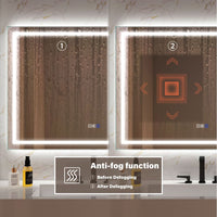 Rectangular Frameless Anti-Fog Wall-Mounted LED Light Bathroom Vanity Mirror in Silver