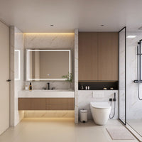 Rectangular Frameless Anti-Fog Wall-Mounted LED Light Bathroom Vanity Mirror in Silver